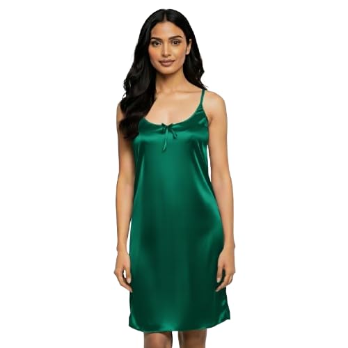 Varuja Women’s Satin Babydoll Nightgown | Silky Smooth Sleepwear Chemise Slip Dress with Adjustable Spaghetti Straps | Lightweight Lingerie Nightdress-picture-22