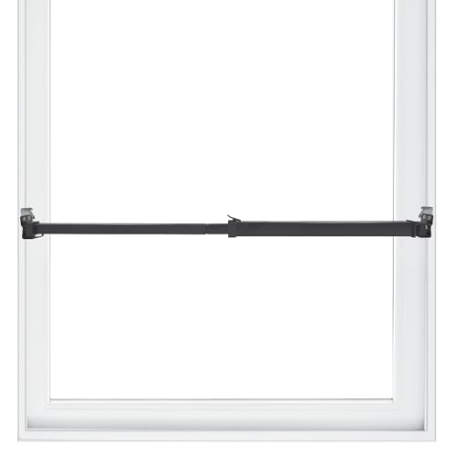 SecurityMan Window Security Bar - Easy Install for Horizontal/Vertical Windows - Adjustable Window Lock Bar (Child Proof/Heavy Duty Iron) - Extendable (14.25" to 37") Security Bars for Windows - Black