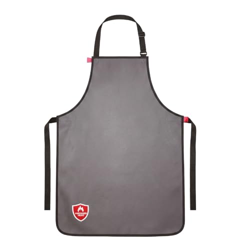 Prepared Hero Fireproof Apron for Grilling & BBQ Withstands 1100F Doubles as Fire Blanket Quick-Release Straps Full Torso Coverage Fire-Resistant Patent Pending Grey 1 Pack