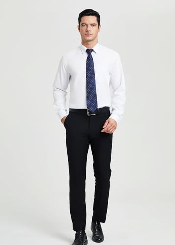 Image of HISDERN Mens Dress Shirt with Tie Pocket Square Set Classic Button Down Shirt Matching Tie Long Sleeve Shirts