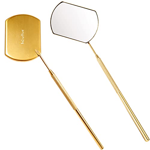 Miuffue Lash Mirror for Eyelash Extensions, 60mm Extra Large Eyelash Mirror, Detachable Stainless Steel Makeup Mirror，Gold-image-46