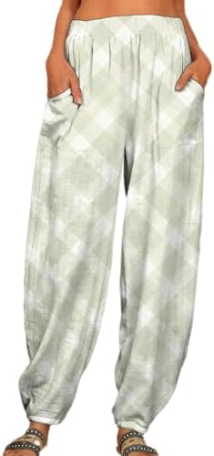 MARSVOVOWomen's Floral Casual Jogger Pants, Elastic High Waist Tapered Harem Trousers, Lightweight Breathable Bottoms for Yoga, Beach & Daily Wear S-3XL