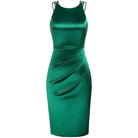 Vestido de Mujer con Hombros Descubiertos Verde S Cover