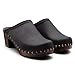 Sandgrens Handmade Swedish Wood Clogs for Women, High Heel Mule US 6 | Rome Black DK, EU 37