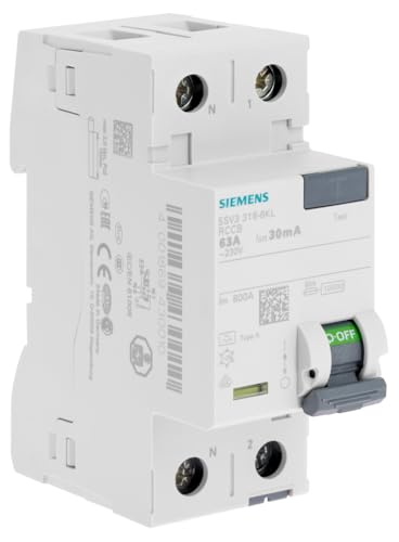 Interrupteur différentiel Siemens 63A pour sécuriser l'alimentation de la cuisine et de la buanderie
