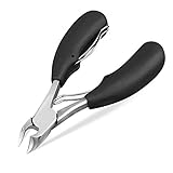 Alicates cortaúñas de precisión de acero inoxidable, cortaúñas con hoja afilada para uñas gruesas o encarnadas, uñas de los pies, agarre antideslizante (negro)