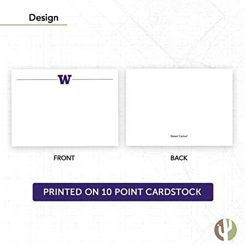 Image of Desert Cactus University of Washington Notecards 10 Pack Stationery Cardstock Includes Envelopes Memo Party Thank You (Notecard 1a)