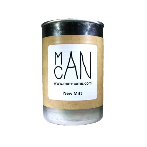 New Mitt, Leather Scented Mancans Candle in 10 oz Soup Can, Soy Candle, Novelty and Gifts for Men, Gifts for Baseball Coach, Brown
