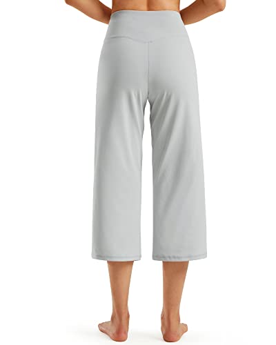 Image of Promover 14 inch /21 inch /23 inch /25 inch Inseam Capri Pants for Women Wide Leg Yoga Cropped Pants with Pockets Loose Casual Summer Pant