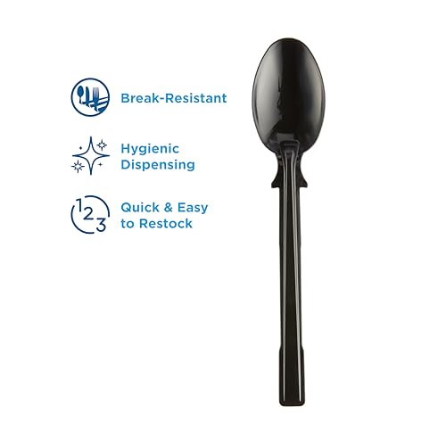 Image of SmartStock Spoon - Teaspoon - 40 x Teaspoon - Disposable - Black - 24 / Carton - 1 Each