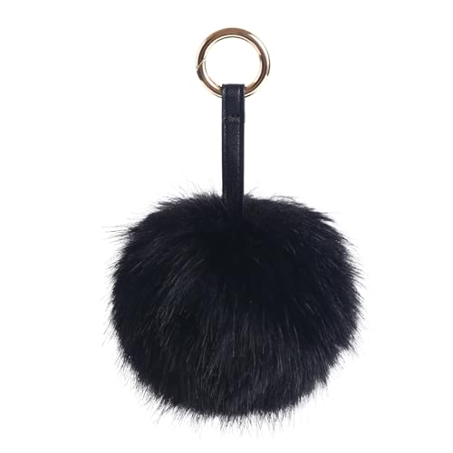S.ROMZA Porte-clés à pompons en fausse fourrure artificielle - Porte-clés moelleux en peluche pour sac à main, sac à dos, portefeuille, pendentif pour...