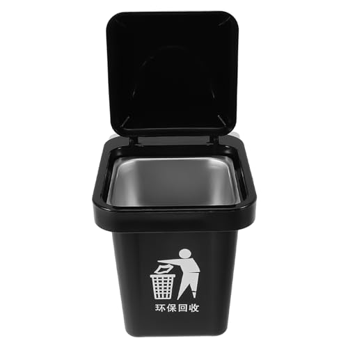 PRETYZOOM Petite Poubelle Suspendue Avec Couvercle, Mini Poubelle Murale Pour Camping-car, Voiture Et Bureau, Gain De Place, Pratique Pour Voyage, Matériau Solide, Couleur Noire