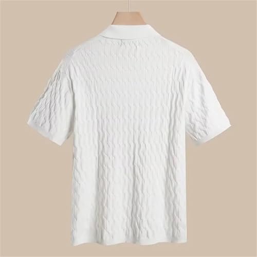 Men Slim Fit Solid Lapel Short Sleeve Jumper3