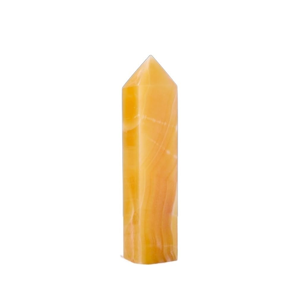 DQFOCPHHAA Stone Yellow Jade Crystal Four Side Column Crystal Point Gemstone Quartz Tower Home Decoration Gifts Ornaments (Size : 400-500g)