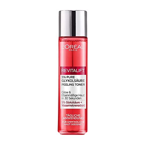 L'Oréal Paris - Tóner exfoliante para mujer: elimina las células muertas de la piel y mejora la textura de la piel y suaviza las manchas pigmentadas con ácido glicólico puro y extracto de sandía y