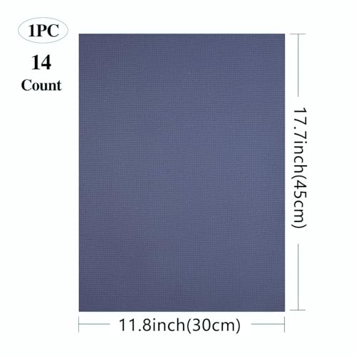 Image of Aida Cloth Cross Stitch Fabric, 14 Count, Big Size(Dark Blue,12 * 18in)