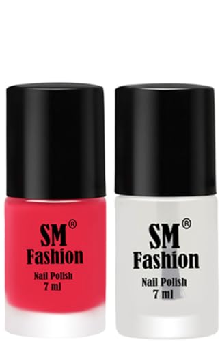 Image of Long Lasting Nail Polish | Nail Paint Combo 7 ml Each) - Set of 2 Dark Pink-Top Coat