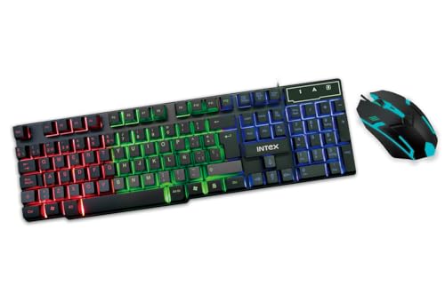 Image of Intex IT-KB334 Wired Gaming Keyboard and Mouse Combo with RGB Backlit Keys, Optical Wired Mouse, Spill Resistant Design, USB Plug & Play, Ergonomic Setup for PC, Laptop, Windows, Linux Compatible
