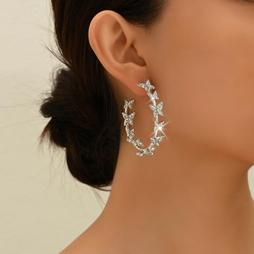 Butterfly Earrings for Women Trendy Big Butterfly Hoop Dangle Earrings Large Huggie Hoops Drop Earring Jewelry Dress Accessories Gifts2