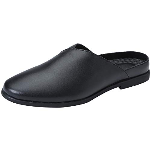 [NEARDREAM] ビジネス サンダル メンズ ビジネス スリッパ ドクターサンダル オフィス サンダル オフィス シューズ ビジネス サボサンダル 社内履き 革靴 ローファー スリッポン クールビズ かかとなし 軽量 疲れない 蒸れない 通気性 ブラック 25.5cm