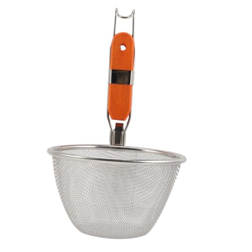 ERINGOGO 2個 ステンレス製麺ゆザルスプーン 均一あき設計で速やかな水切り 滑り止めハンドル付きフィルター調理器具 餃子用こし器 家用キッ