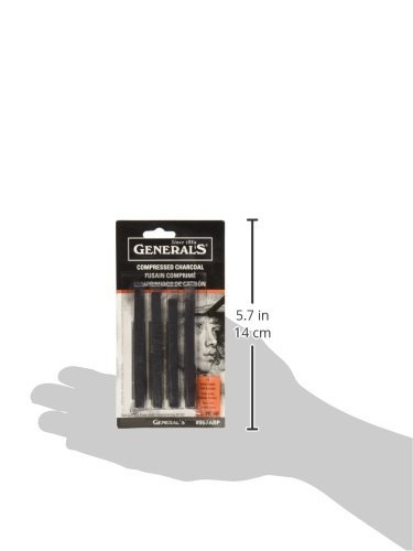 General'S 957ABP Compressed Charcoal Sticks 4/Pkg-Black thumb #2