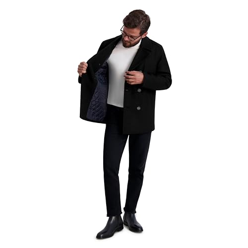 Nautica Men's Wool Blend Peacoat – Double-Breasted Winter Coat, Regular, Big & Tall Sizes, Black, LT by Nautica - Image 5