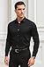 Imagen de KOSMEEU Camisa Hombre Manga Larga Camiseta Vestir Casual para Hombre Cuello Mao Slim Fit Formal y Casual Ropa Camisa Blazer para Traje Diario Negro XXL