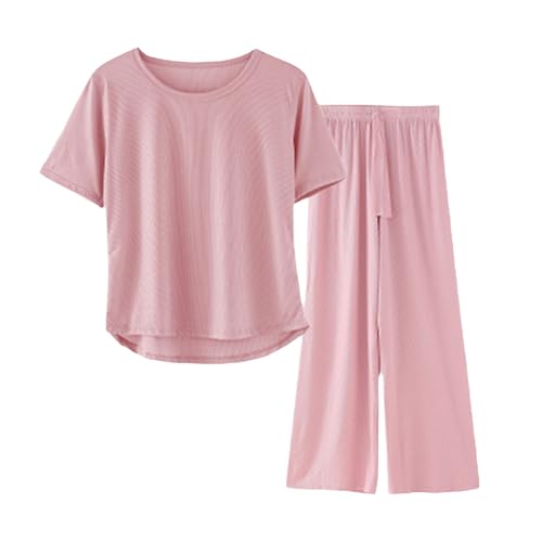 Tenue D'Intérieur Femme - Chemises De Nuit Femme Confortable Vêtements Décontracté Chic Tenue Legere Minimaliste Vêtements Ensembles Classique Tendance Coupe Ample Couleur Unie