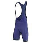 FDX Cycling Bib Shorts Men’s - 3D Gel Chamois Padded Bicycle Racing Apparel with Mesh Straps, 2 Side Pockets, Powerband Leg Grippers - Breathable, Quick Dry Summer All Day Cycle Shorts(Navy Blue-L)
