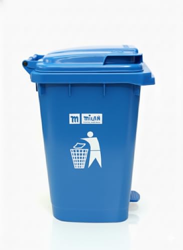 Image of Milan Plastic Garbage Waste Dustbin with Step-On Pedal 65 Ltr Blue