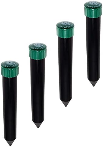 Reusable Revolution 4 Pack Sonic Mole Chaser - Battery Operated Pest Repeller Stake, Scares Away Moles, Voles, Gophers and Rats (Green & Black)
