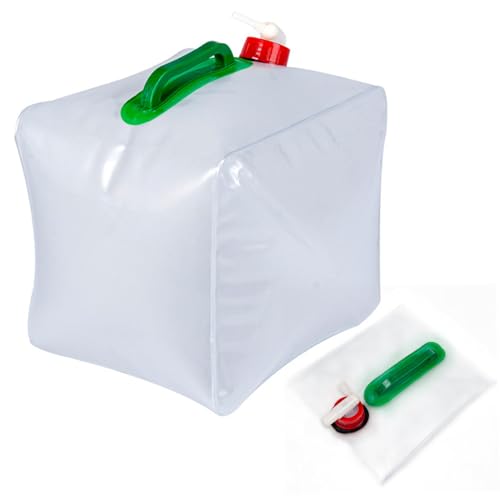 Rwigeboo 5 Gallon Water Jug, Collapsible Water Container with Spigot, Leakproof Pvc Camping Storage Jug with Handle for Hiking, Rv, Emergency Survival