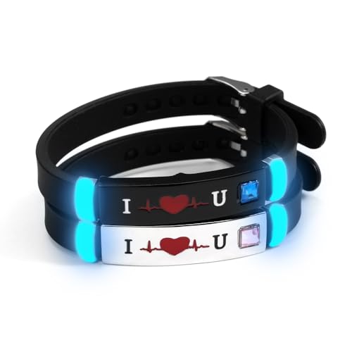 ATLVXJL2/PCS Set Luminous couple matching bracelet Fashionable Silicone Bracelet, Cute and Simple Alloy Design, Daily and Gift Occasions, Valentine's Day Four Seasons Accessories (ILU)
