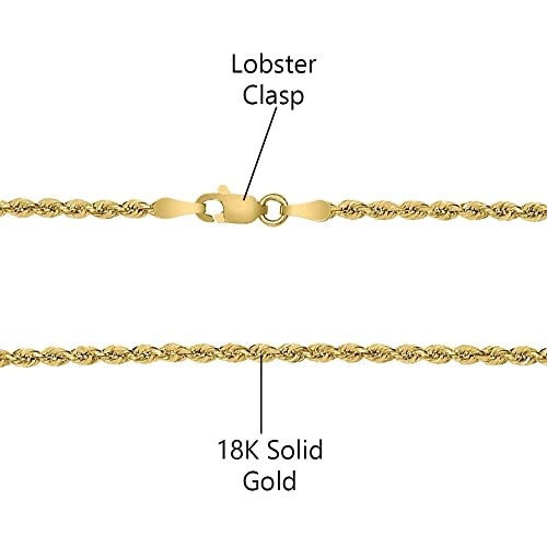 Savlano 18K Solid Gold Italian Rope 1.5mm Chain 18 Karat Necklace Comes With Gift Box for Women & Men - Made in Italy2