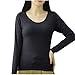 Women's Modal T Shirt Built-in Padded Bra Active Tops Soft Pajama Long Sleeve Shirts Workout Yoga Athletic Shirts Black