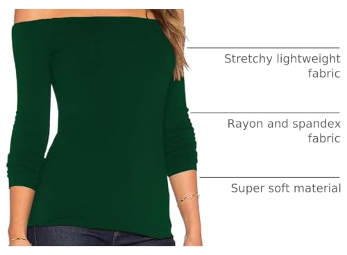 Image of Sarin Mathews Women's Sexy Off The Shoulder Tops Long Sleeve Slim Fit Stretchy Shirts Blouses Top