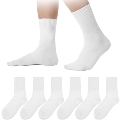 Lusofie Girls Crew Socks 8-10 Years Old 3 Pairs White Kids Socks For Boys Girls White Crew Socks Unisex Kids 8-10 Years Old Youth Boys Girls Soft 9-12 Years Kids Crew Socks