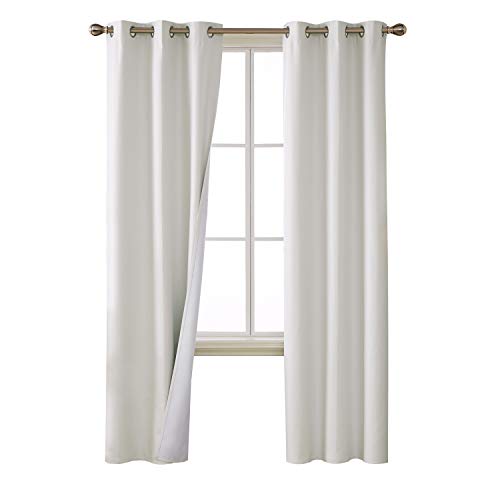 Deconovo Blackout Curtains with 3 Pass Thermal Insulated Coating Faux Linen Room Darkening