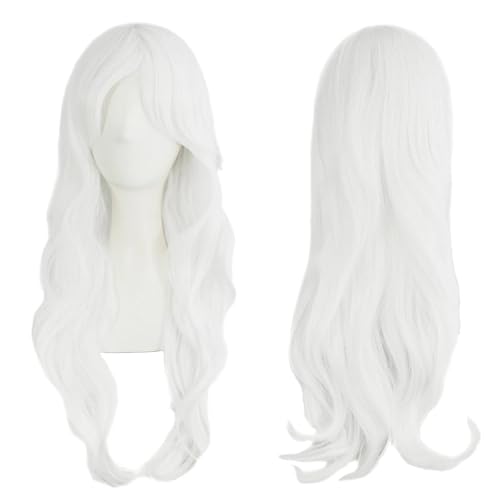 ZXTGBQ Blanc Bouclé Perruques Femmes Longue Perruque 70cm/ 28 Pouce Longue Haut-température Fibre, pour Cosplay, Costume de Fête