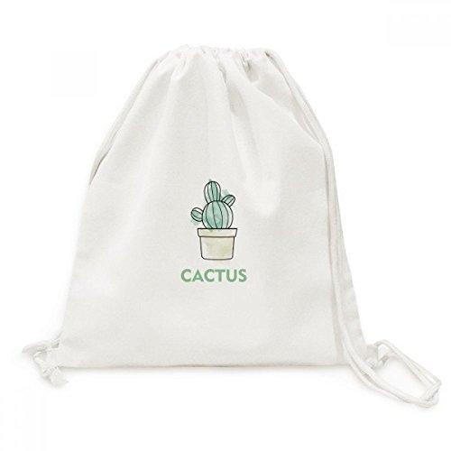Toile drawstring backpack aquarelle cactus sac à cordon léger pour loisirs