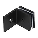Solid Brass 90 Degree Glass Holder, Wall Mount for Showers, Easy Installation for Secure Glass Panel Support (Black)