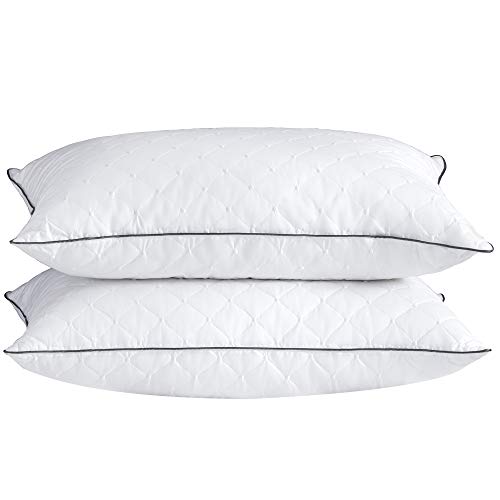 puredown Down Feather Bed Pillow Quilted Double Diamond Down Pillow Standard/Queen Set of