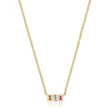 TOUS Collar corto con baño de oro 18 kt sobre plata y gemas creadas en laboratorio, Para Mujer, Colección Icon Color LGG