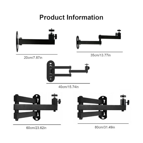 Soporte plegable para proyector de 60cm con brazo triple y tornillo de un cuarto para pared 8