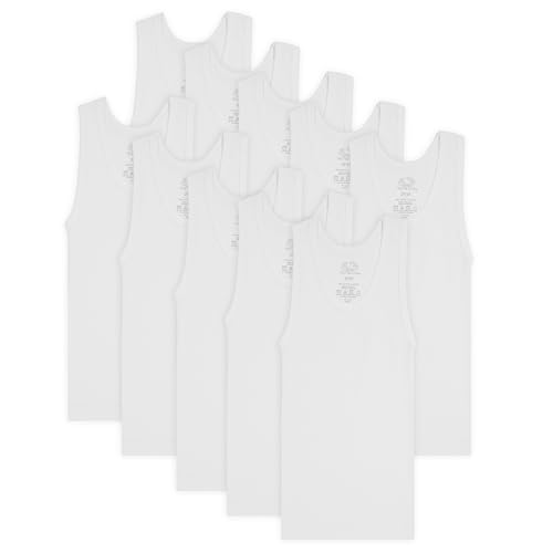 Fruit Of The Loom Boys Eversoft Cotton Undershirts, T Shirts & Tank Tops Underwear, Tank - Toddler - 10 Pack - White, 4-5T US