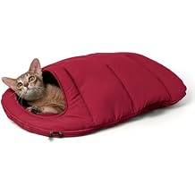 Cat Sleeping Bag, Pet Bed Cave Cat Sleep Zone Cuddle Cave Covered Pet Bed Soft Durable Easy Clean Hide Sleeping Cave Nest Burrow Bag for Indoor Cats Kitten Puppy Burgundy, S