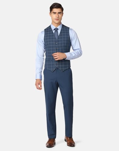 Image of Blackberrys Men Poly-Blend Checks Slim Fit Shawl Suits