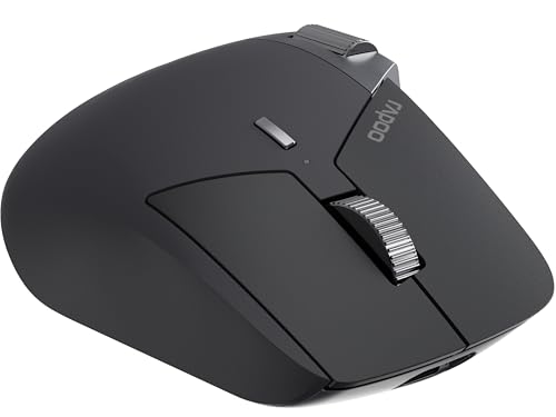 Rapoo MT760L wireless Mouse silent - USB Wireless 2.4G und Bluetooth Maus kabellos, bis 4000 DPI, leiser klick, Multi Device, Daumenscrollrad, Akku, für PC, Mac, grau-schwarz 2