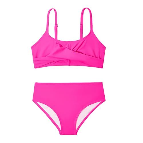 Zando Girls Swimsuit Two Piece - Adjustable Strap Bathing Suit Solid Color Bikini Sets for Teens Girl Beach Swimwear